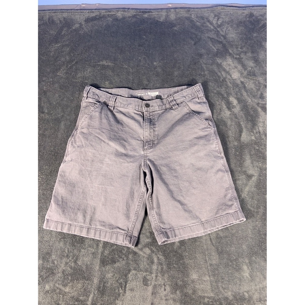 US 3 Carhartt Relaxed Fit Men's Gray Canvas Carpenter Work Shorts Size 36